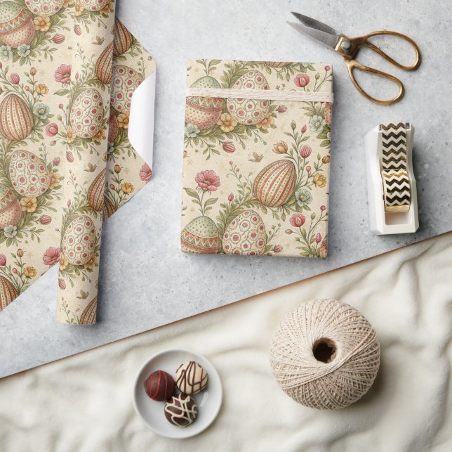 Retro pastel colours Easter eggs wrapping paper (Crafts)