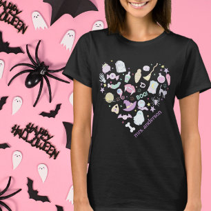 Retro Pastel Colours I Love Halloween Teacher T-Shirt