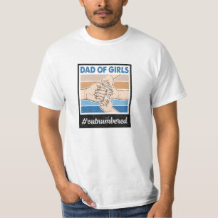 Retro pastel dad of 3 girls hashtag typography T-Shirt