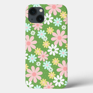 Retro Pastel Daisy Flowers with Polkadots iPhone 13 Case