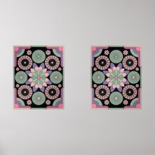 Retro Pastel Floral Mandala Symmetry