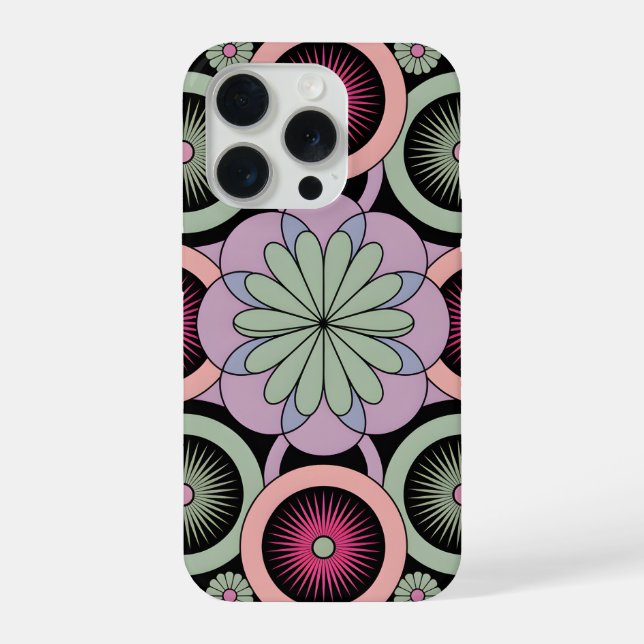 Retro Pastel Floral Mandala Symmetry iPhone Case (Back)