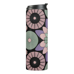 Retro Pastel Floral Mandala Symmetry Thermal Tumbler
