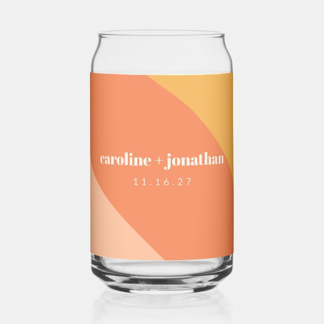 Retro Pastel Geometric Art Custom Wedding Can Glass (Front)