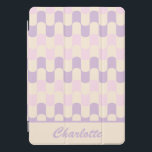 Retro Pastel Geometric Pink Purple Personalised iPad Pro Cover<br><div class="desc">This stylish iPad case features a retro mid century modern pattern in pastel pink and lilac,  personalised with your name. Great gift idea!</div>