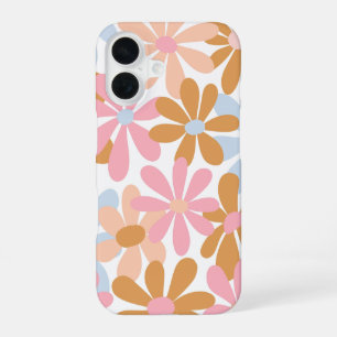 Retro Pastel Groovy Daisy Flower Pattern iPhone 16 Case