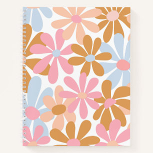 Retro Pastel Groovy Daisy Flower Pattern Notebook