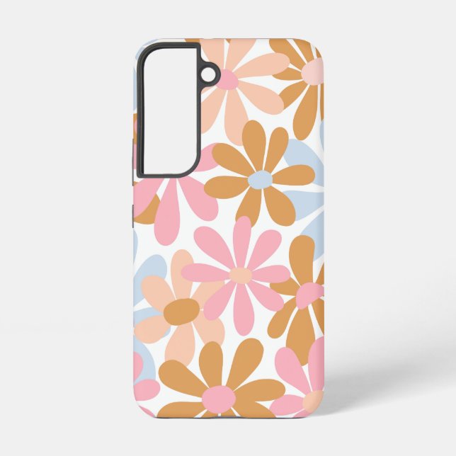 Retro Pastel Groovy Daisy Flower Pattern Samsung Galaxy S22 Case (Back)