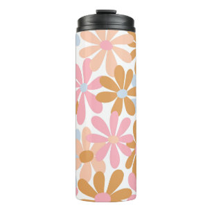 Retro Pastel Groovy Daisy Flower Pattern Thermal Tumbler