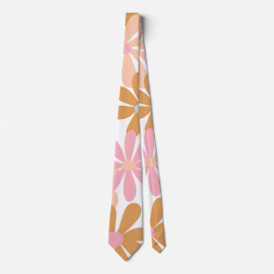 Retro Pastel Groovy Daisy Flower Pattern Tie