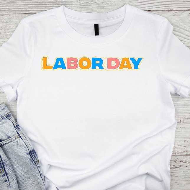 Retro Pastel Labour Day Lettering T-Shirt (Creator Uploaded)