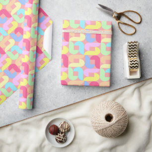 Retro Pastel Loops Wrapping Paper