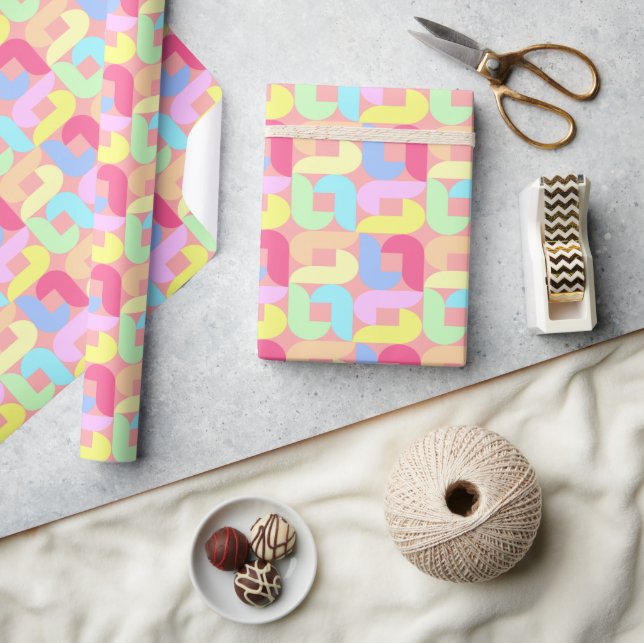 Retro Pastel Loops  Wrapping Paper (Crafts)