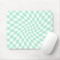 Retro Pastel Mint Green Checks Warped Checkerboard
