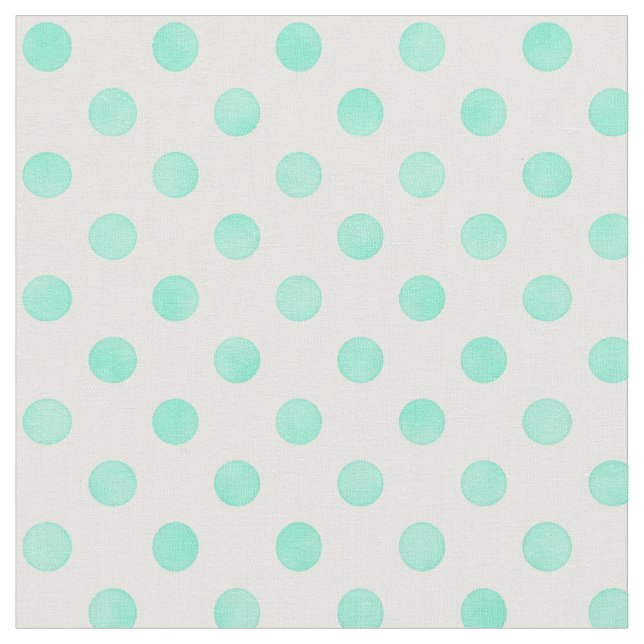Retro pastel mint white polka dots pattern fabric (Close Up)