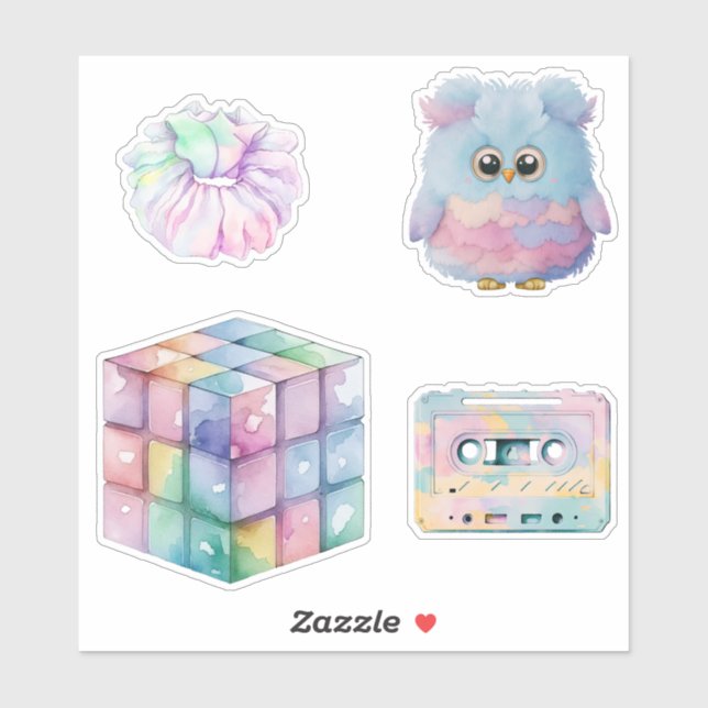 Retro Pastel Nostalgic 80s, 90s Favourites (Sheet)