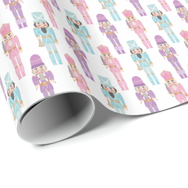 Retro Pastel Nutcracker Ballet Family Holidays Wrapping Paper (Roll Corner)