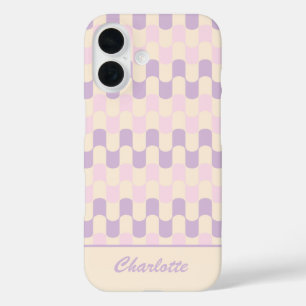 Retro Pastel Pink and Purple Pattern Personalised iPhone 16 Case