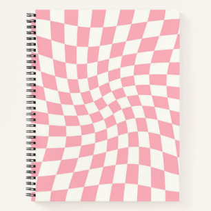 Retro Pastel Pink Checks Warped Checkered  Notebook