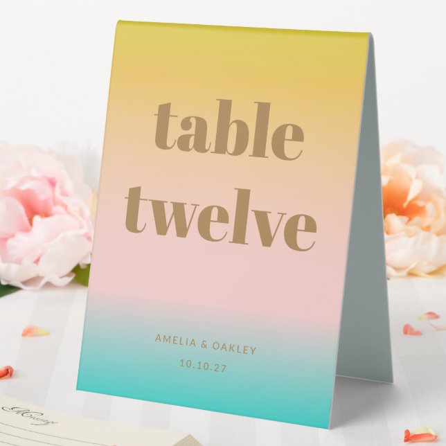 Retro Pastel Pink Gradient Wedding Custom Number (In SItu (Wedding))