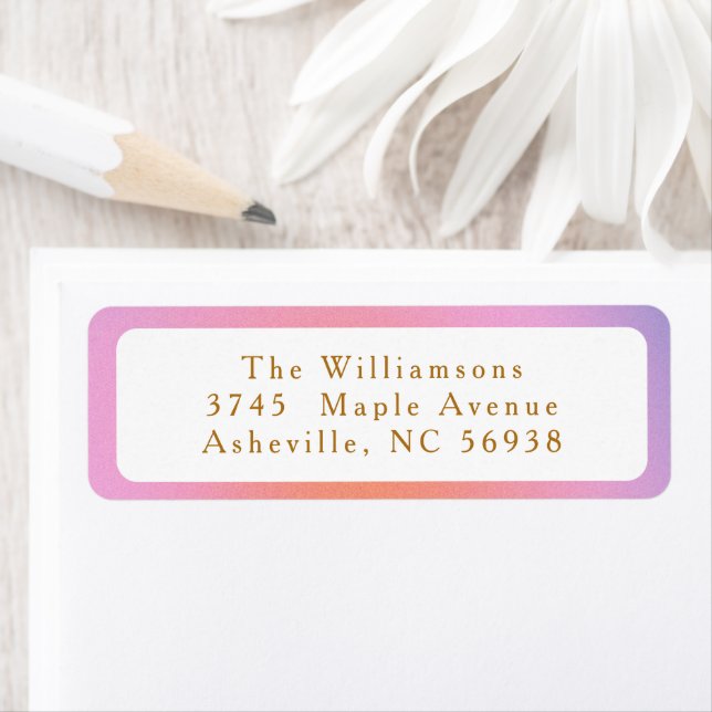 Retro Pastel Pink Lavender Gradient Return Address (Insitu)