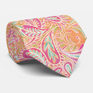 Retro Pastel Pink Paisley Pattern Tie