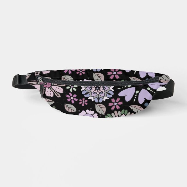 Retro Pastel Pink Purple Floral Seamless Pattern Bum Bags (Front)