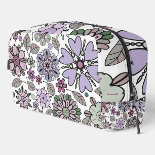 Retro Pastel Pink Purple Floral Seamless Pattern Dopp Kit