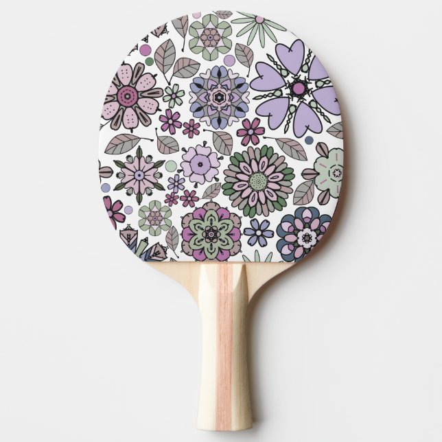 Retro Pastel Pink Purple Floral Seamless Pattern Ping Pong Paddle (Front)