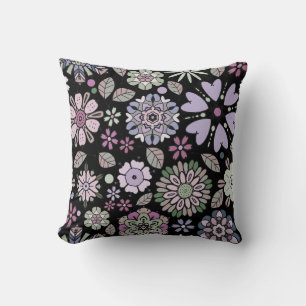 Retro Pastel Pink Purple Floral Seamless Pattern T Cushion