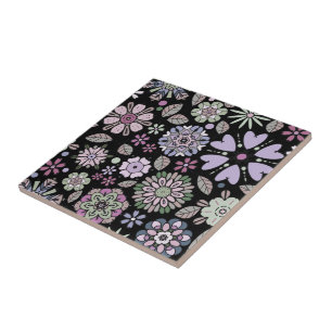 Retro Pastel Pink Purple Floral Seamless Pattern Tile