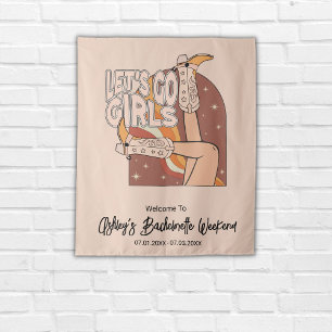 Retro Pastel Pink Rodeo Bachelorette Backdrop Sign Tapestry