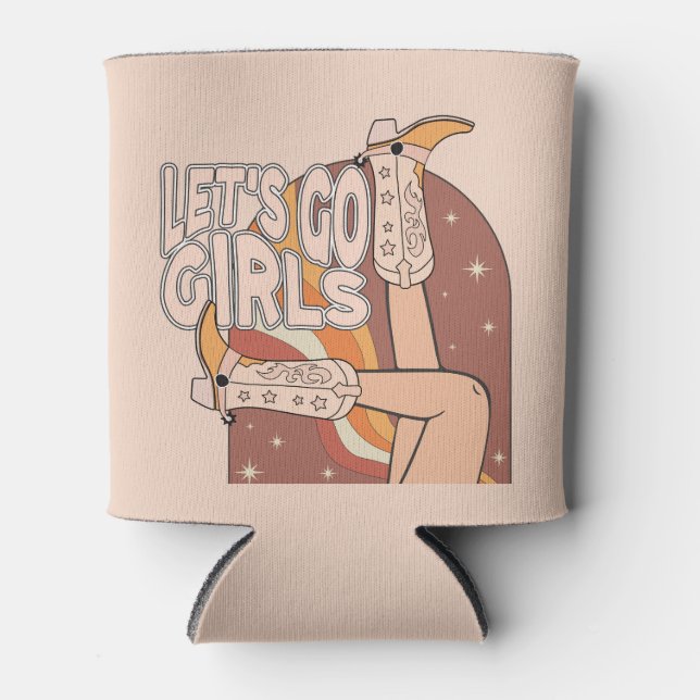 Retro Pastel Pink Rodeo Bachelorette Bride  Can Cooler (Front)