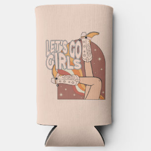 Retro Pastel Pink Rodeo Bachelorette Bride Seltzer Can Cooler