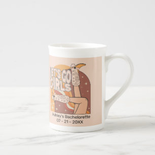 Retro pastel pink rodeo bachelorette party  bone china mug