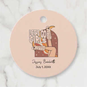 Retro Pastel Pink Rodeo Bachelorette Party Favour Tags
