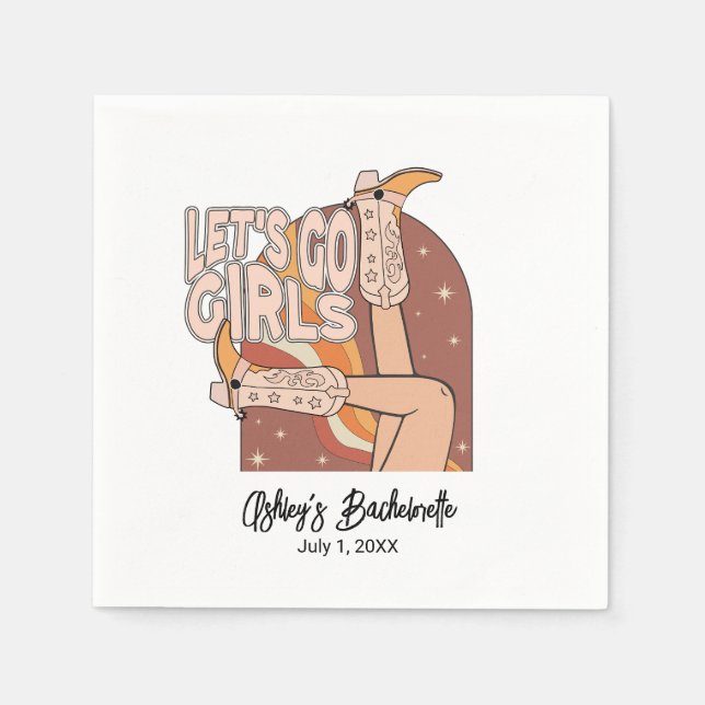 Retro Pastel Pink Rodeo Bachelorette Party  Napkin (Front)