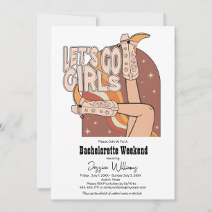Retro Pastel Pink Rodeo Bachelorette Weekend Invitation