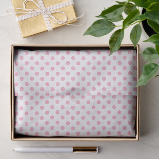 Retro pastel pink white polka dots pattern tissue paper (Gift)