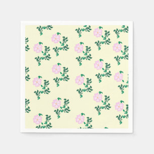 Retro Pastel Pink Wild Rose Flower Pattern   Napkin