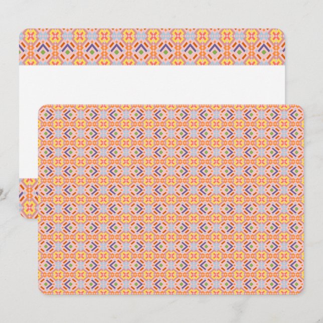 Retro Pastel Pixel Mosaic Geometric Pattern Invitation (Front/Back)
