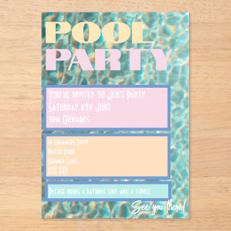 Retro Pastel Pool Party Invitation
