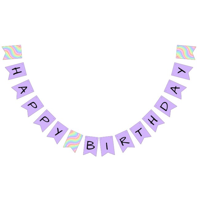 Retro Pastel Rainbow 6th Birthday Happy Birthday Bunting (All)