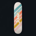 Retro Pastel Rainbow Personalised Name Skateboard<br><div class="desc">Retro inspired sunburst design in bright and playful vintage colours that can be personalised with your name.</div>