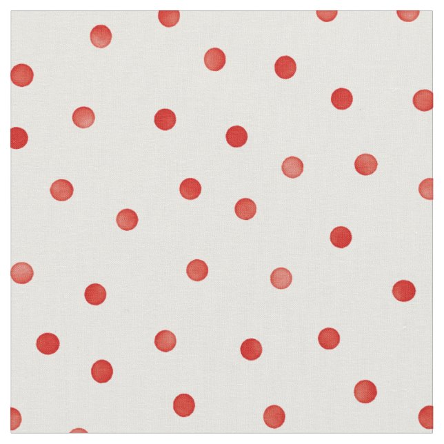 Retro pastel red and white polka dots pattern fabric (Close Up)