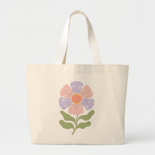 Retro Pastel "Soft Mama" Groovy Flower Typography Large Tote Bag