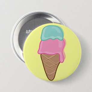 Retro Pastel Strawberry Mint Summer Ice-Cream Cone 7.5 Cm Round Badge