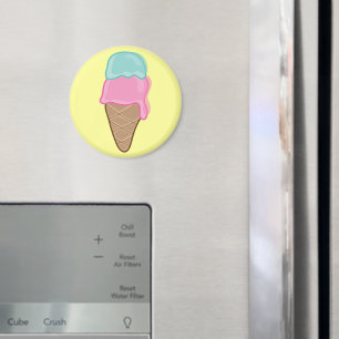 Retro Pastel Strawberry Mint Summer Ice-Cream Cone Magnet