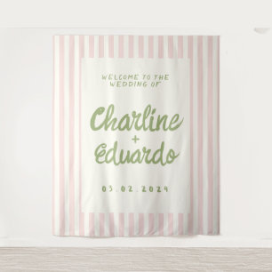 Retro Pastel Striped Wedding  Tapestry