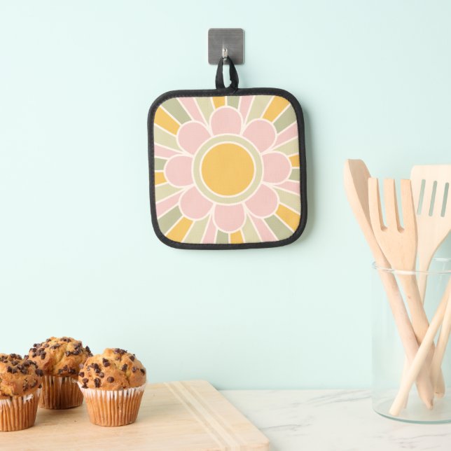 Retro Pastel Sunshine Personalized Kitchen  Pot Holder (Insitu(Hanging))
